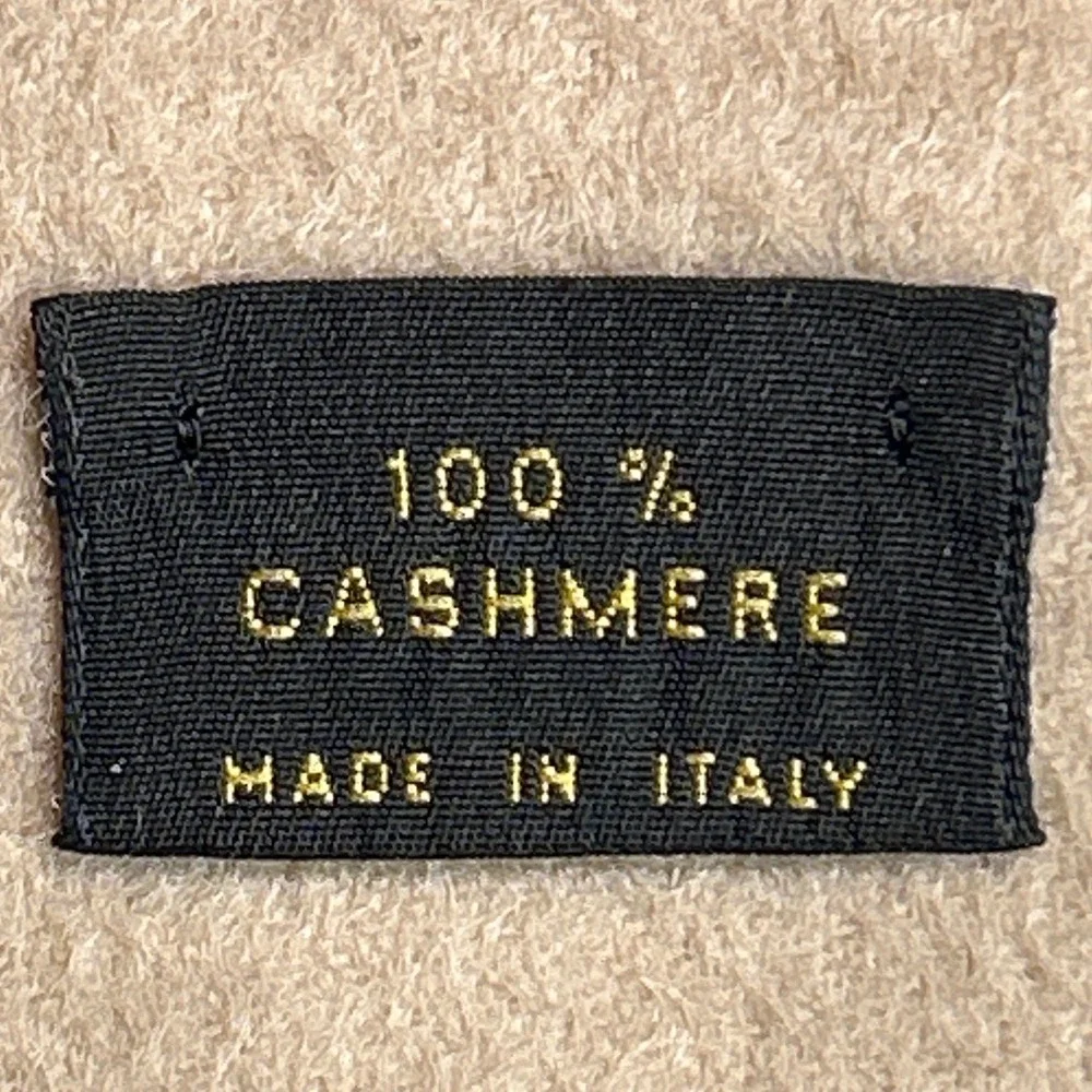 Loro Piana 100% Cashmere Made in Italy Fringed Scarf Tan Beige 54